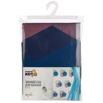 Занавеска для ванной SC-PE-52 Угольники РЫЖИЙ КОТ 108998-1