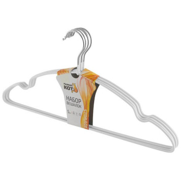 Набор вешалок с ПВХ покрытием 5шт цвет белый РЫЖИЙ КОТ 311380