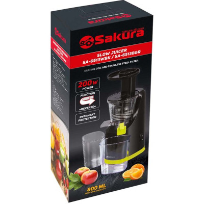 Соковыжималка шнековая SAKURA SA-6513BKG 200Вт-2