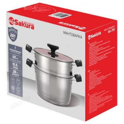 Мантоварка стальная SAKURA SA-751 10,5л+сетка SA-SL02 4,5л-1