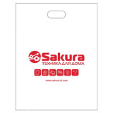 Пакет 29*40 с проруб.усил. ручками, 50мкм, белый (50шт в упак) SAKURA Пакет Sakura 29*40 упак