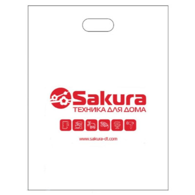 Пакет 29*40 с проруб.усил. ручками, 50мкм, белый (50шт в упак) SAKURA Пакет Sakura 29*40 упак