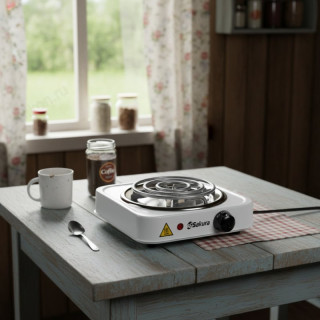 Плита SAKURA ПЭ-02 1000Вт (1 спир.конф) бел-2