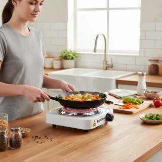 Плита SAKURA ПЭ-02 1000Вт (1 спир.конф) бел-3