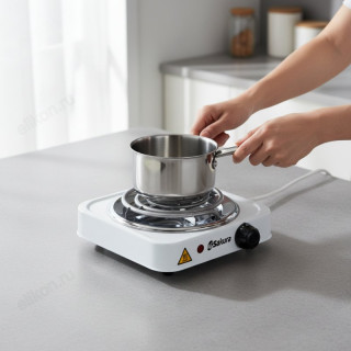 Плита SAKURA ПЭ-02 1000Вт (1 спир.конф) бел-4