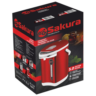 Термопот 5.0л бел/красн SAKURA SA-1335R-1