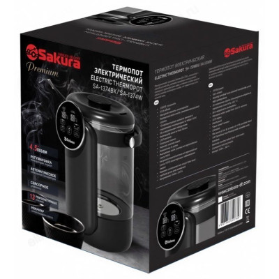 Термопот SAKURA Premium SA-1374BK 4,5л стекло LCD сенсор-2