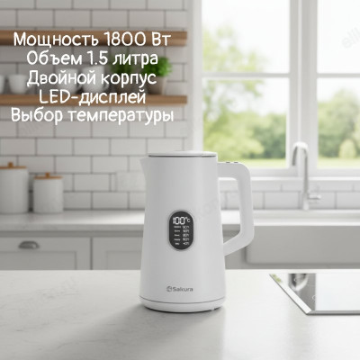 Чайник металлический SAKURA SA-2171W 1,5л выбор t* ЖКдисп