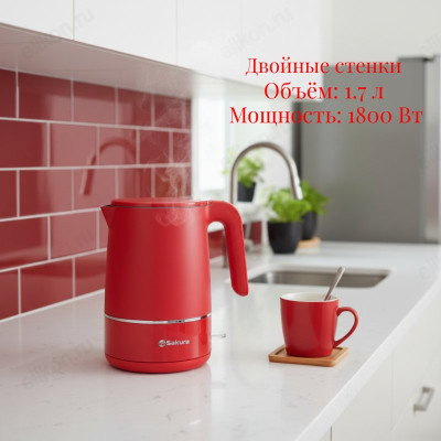 Чайник металлический SAKURA SA-2176R (1.7) красн