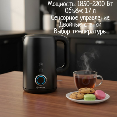 Чайник металлический SAКURA SA-2185DBK Premium 1.7л дв.стенк