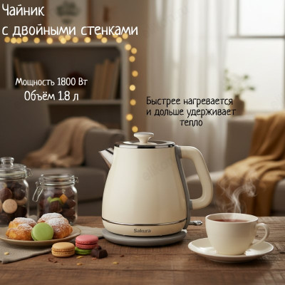 Чайник металлический SAКURA SA-2186W (1.8л) бел