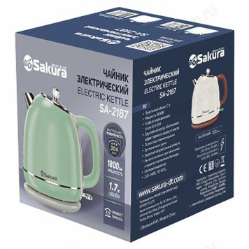 Чайник металлический SAКURA SA-2187GR 1.7л дв.стенк зел-сер-1