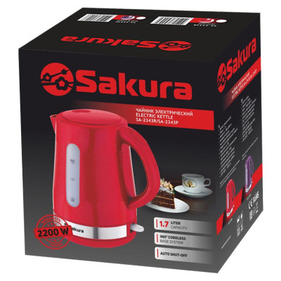 Чайник электр (1.7) красн д SAKURA SA-2343R-1