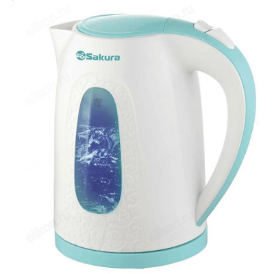 Чайник Sakura SA-2345WBL, белый/морская волна, 2 л
