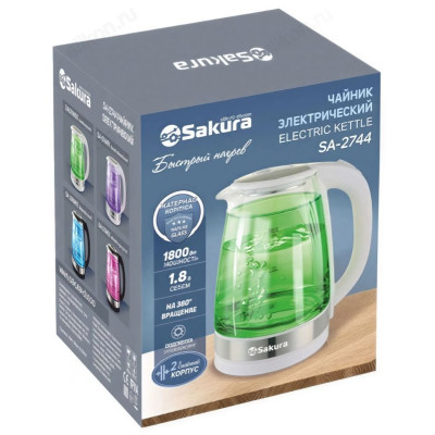 Чайник стеклянный SAKURA SA-2744P (1.8л) двойная стен-1