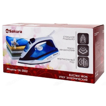 Утюг SAKURA SA-3052SBL, 2400 Вт, нержавеющая сталь, синий / белый-1