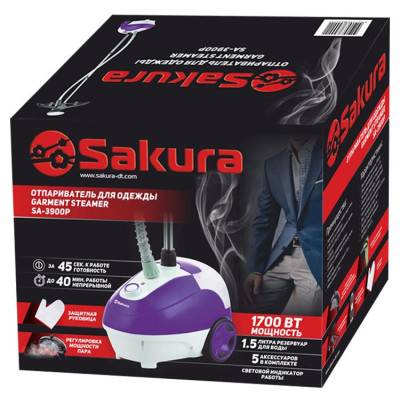 Отпариватель бел/фиолет 1,5л 1700Вт SAKURA SA-3900P-2