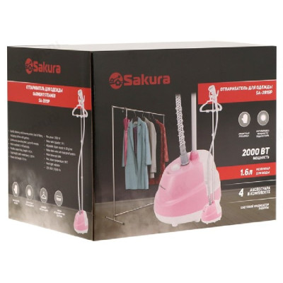 Отпариватель SAKURA-3919P, 2000 Вт, 1.6 л, розовый-2