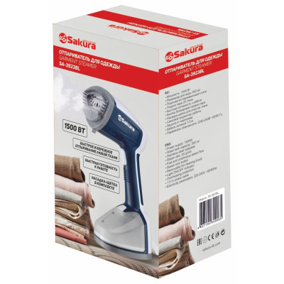 Отпариватель SAKURA-3923BL, 1500 Вт, 0.300л, белый / синий-1