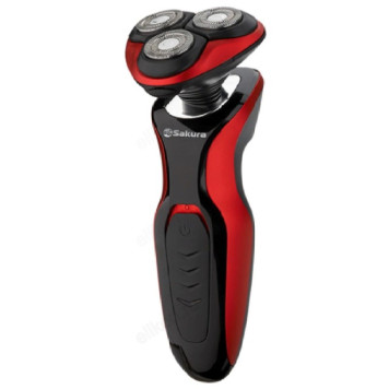 Бритва роторная Sakura SA-5421 RB, черная/красная, аккумуляторная