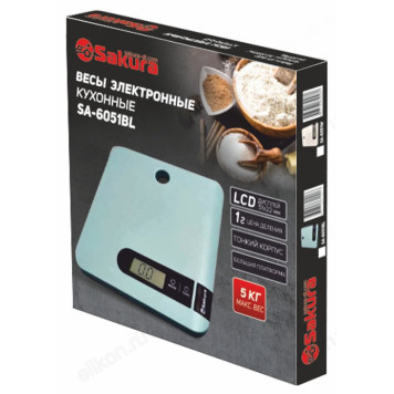 Весы кухонные SA-6051BL 5кг голубой-1