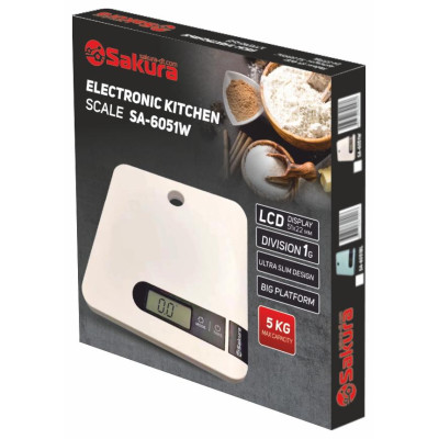 Весы кухон 5кг элек бел SAKURA SA-6051W-1