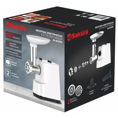 Мясорубка 1500Вт реверс +компл нас SAKURA SA-6429W-1