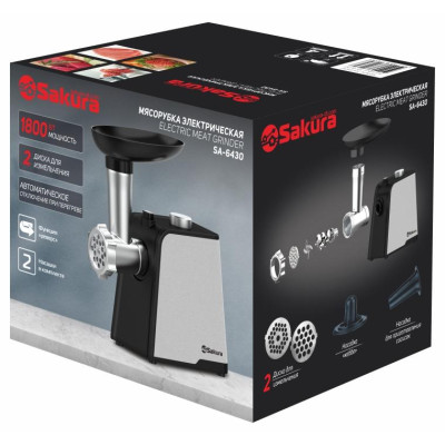 Мясорубка 1800Вт реверс +компл нас SAKURA SA-6430-1