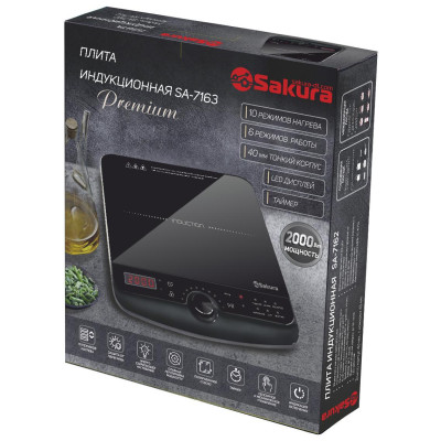 Плитка индукц Premium 1конф стеклокерамика SAKURA SA-7163-1