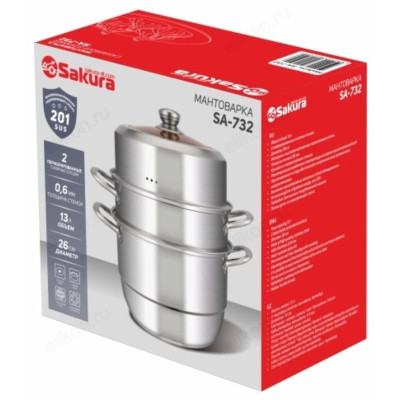 Мантоварка стальная SAKURA SA-732 13л 3яруса индук-2
