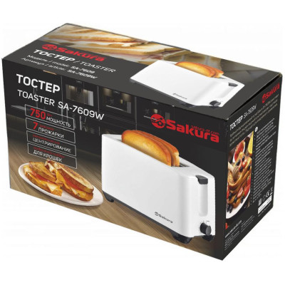 Тостер 750Вт белый SAKURA SA-7609W-1