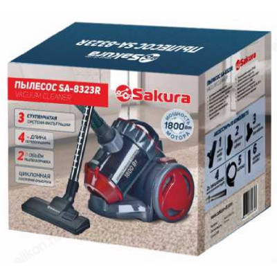 Пылесос с контейнером SAKURA SA-8323R кр/сер-2