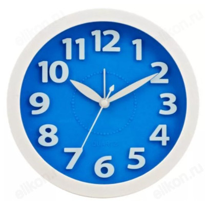 Будильник Sakura SA-8514BL, белый с синим таблом