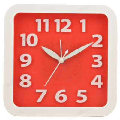 Будильник Sakura SA-8515R, белый с красным таблом