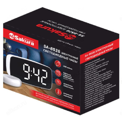 Часы настольные SAKURA SA-8526 светодиод., будильник-1