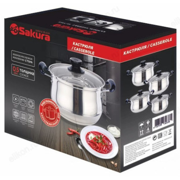 Кастрюля SAKURA CLASSIC SA-P1024 5,4л 24см-3