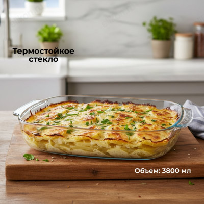 Форма для запекания стекло SAKURA SA-PT04-3800