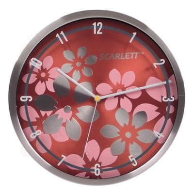 Часы настенные Scarlett 33, пластик, серебряные