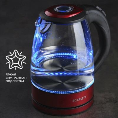 Чайник стеклянный SCARLETT SC-EK27G99 1,7л красн-3