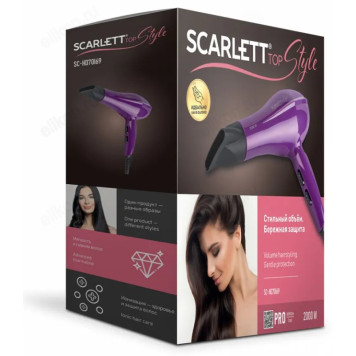 Фен Scarlett SC-HD 70I69, фиолетовый/черный, 2000 Вт-3