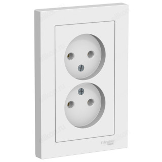Розетка двойная без заземления SE AtlasDesign 16А, в сборе, белая