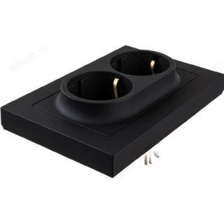 Розетка двойная с заземлением SE AtlasDesign, Карбон, 16А, в сборе-2