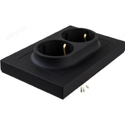 Розетка двойная с заземлением SE AtlasDesign, Карбон, 16А, в сборе-2