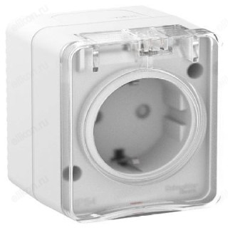 Розетка наружная с/з, со шторками SE AtlasDesign Profi54 16А, 250В, белая