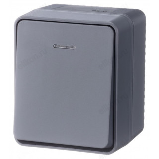 Выключатель наружный 1-клавишный SE AtlasDesign Profi54, 10 АХ, с подсветкой, Антрацит