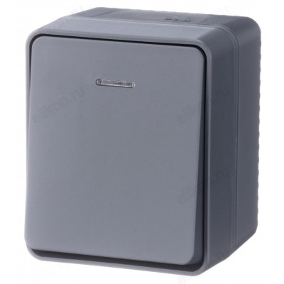 Выключатель наружный 1-клавишный SE AtlasDesign Profi54, 10 АХ, с подсветкой, Антрацит