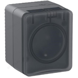 Розетка наружная с/з, со шторками SE AtlasDesign Profi54 16А, 250В, Антрацит