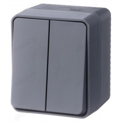 Выключатель наружный 2-клавишный SE AtlasDesign Profi54, 10 АХ, Антрацит