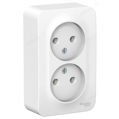 Розетка наружная 2-ая б/з, без шторок SE Blanca 16А, 250В, изолир. пластина, белая
