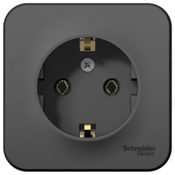 Розетка наружная с/з, без шторок SE Blanca 16А, 250В, изолир. пластина, Антрацит